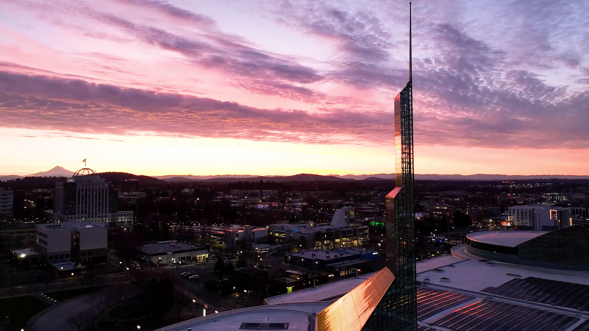 Drone shot of Portland, OR from the DoDIIS Closing Video