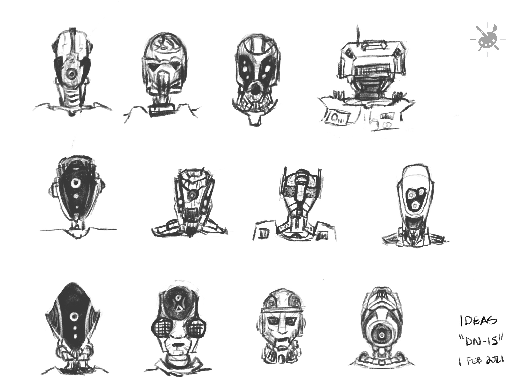 Lonely Robot head sketches